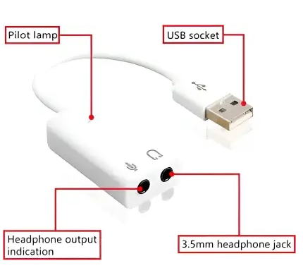 SDMINITEK Terabyte TB-026 Channel Audio 7.1 USB Sound Card with Headphone & Microphone Socket Sound Card  (White)