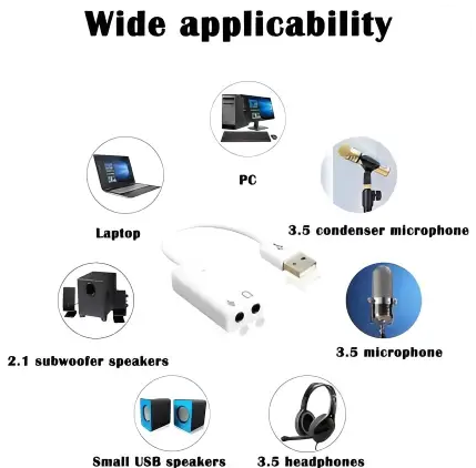 SDMINITEK Terabyte TB-026 Channel Audio 7.1 USB Sound Card with Headphone & Microphone Socket Sound Card  (White)