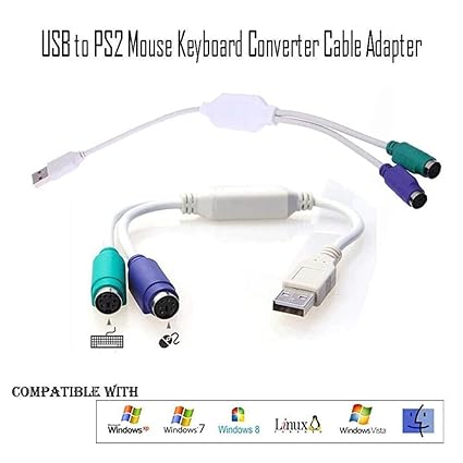 KraijjaRetail USB to PS2 Converter Cable for Keyboard Mouse