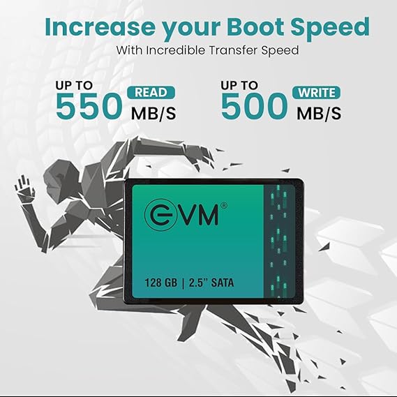 EVM 128GB 2.5-Inch SATA Internal SSD - 550MB/s Read & 500MB/s Write - 5-Year Warranty (EVM25/128GB)
