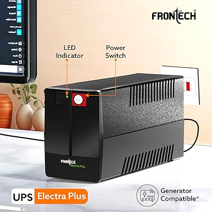 FRONTECH UPS Electra Plus 600VA/360W, Uninterrupted Power Supply System, Maintenance Free Battery, LED Indicator, Power Backup & Protection for Home/Office PC, Desktop and Other Electronics, (2564)