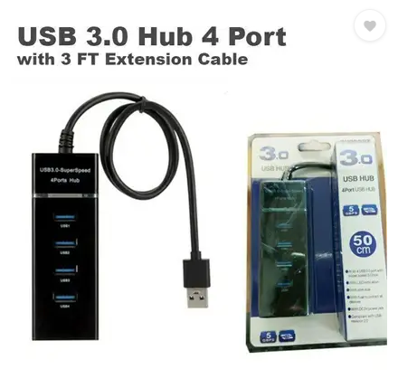 TERABYTE 4 Port USB HUB SuperSpeed 3.0 Portable Mini-Hub For Pendrive, Mouse, Keyboards, Camera, Mobile, Tablet, PC, Laptop, TV Etc ( USB Hub  (Black)