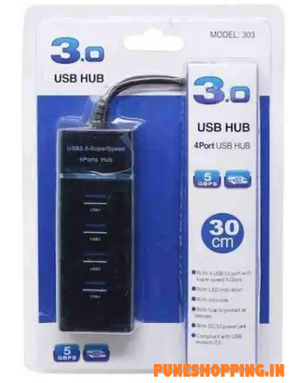 TERABYTE 4 Port USB HUB SuperSpeed 3.0 Portable Mini-Hub For Pendrive, Mouse, Keyboards, Camera, Mobile, Tablet, PC, Laptop, TV Etc ( USB Hub  (Black)
