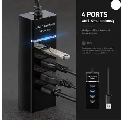 TERABYTE 4 Port USB HUB SuperSpeed 3.0 Portable Mini-Hub For Pendrive, Mouse, Keyboards, Camera, Mobile, Tablet, PC, Laptop, TV Etc ( USB Hub  (Black)