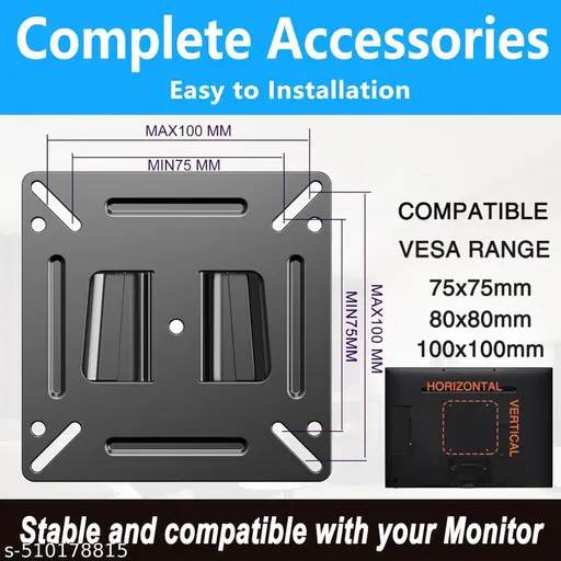 R&D Close to Wall TV Mount for LCD/LED/SMART TV 10-26 Inch Screens, Max Load 15 kg, Fixed Wall Mount, Slim Profile
