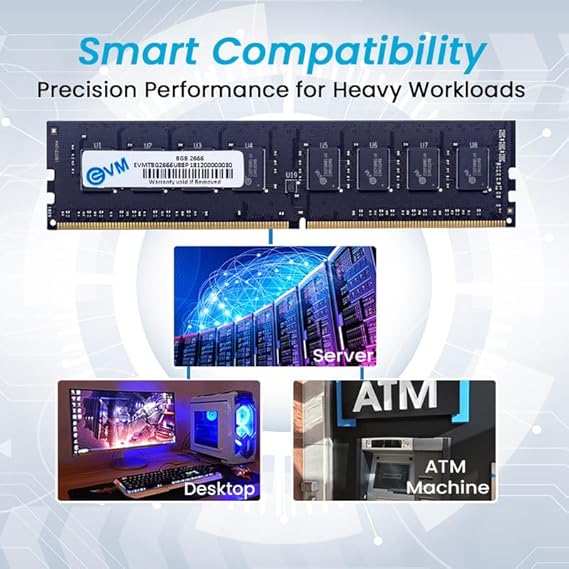 EVM 8GB DDR4 Desktop RAM 2666MHz - Update Your Desktop's Performance - CL15 Latency - Compatible with Intel, AMD, and Mac Systems - 10 Years Warranty