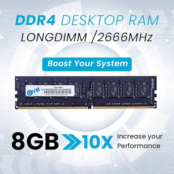 EVM 8GB DDR4 Desktop RAM 2666MHz - Update Your Desktop's Performance - CL15 Latency - Compatible with Intel, AMD, and Mac Systems - 10 Years Warranty