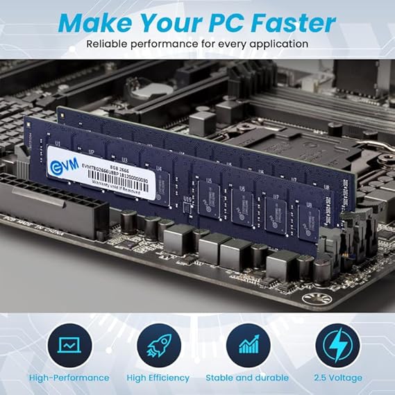 EVM 8GB DDR4 Desktop RAM 2666MHz - Update Your Desktop's Performance - CL15 Latency - Compatible with Intel, AMD, and Mac Systems - 10 Years Warranty