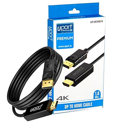 UPORT 1.8 Meter DisplayPort to HDMI Cable, 4K@30HZ Uni-Directional DP to HDMI Audio/Video Display Cable, Support Multi-Screen - Black