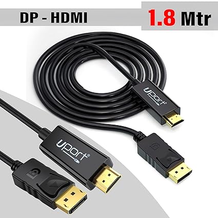 UPORT 1.8 Meter DisplayPort to HDMI Cable, 4K@30HZ Uni-Directional DP to HDMI Audio/Video Display Cable, Support Multi-Screen - Black