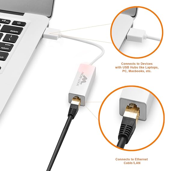 USB Ethernet LAN Network Adapter Compatible with Laptops and All USB 2.0 Compatible Computers Including Windows 7 to 11 Vista Mac OS X and macOS