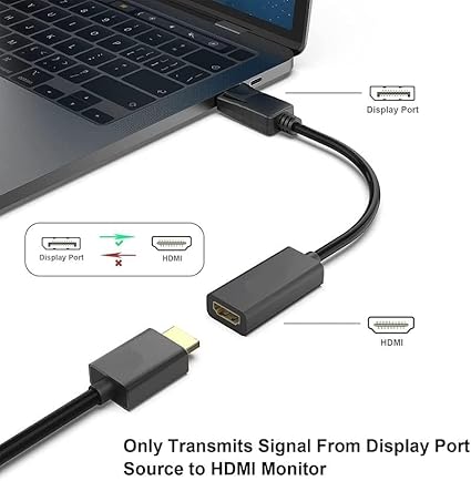 DisplayPort to HDMI Adapter /Displayport to HDMI Adapter, DP Male to HDMI Female Adapter 1080P Full HD Gold Plated for Laptop, Desktop, HDTV, Monitor, Projector, Display