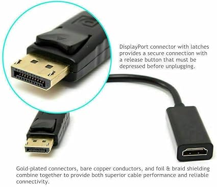 DisplayPort to HDMI Adapter /Displayport to HDMI Adapter, DP Male to HDMI Female Adapter 1080P Full HD Gold Plated for Laptop, Desktop, HDTV, Monitor, Projector, Display