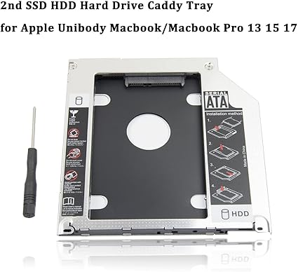 Second HDD Caddy /Caddy for SSD & HDD for Optical Bay 2nd Hard Drive Caddy, Caddy 9.5mm for Laptop