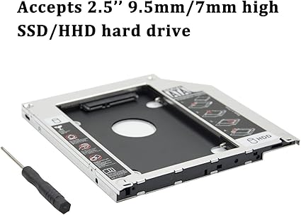 Second HDD Caddy /Caddy for SSD & HDD for Optical Bay 2nd Hard Drive Caddy, Caddy 9.5mm for Laptop