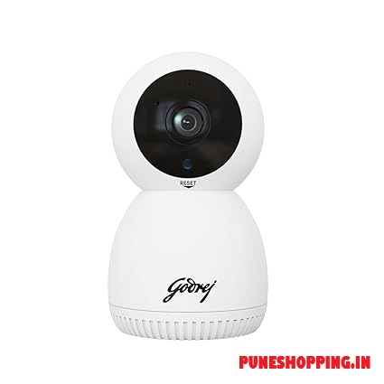 Godrej Security Solutions EVE PRO panTilt Smart WiFi Security Camera for Home with 350 Degree 3MP (HD) | 2-Way Audio | Night Vision | Smart Motion Tracking | Humanoid Detection, Alarm System, White