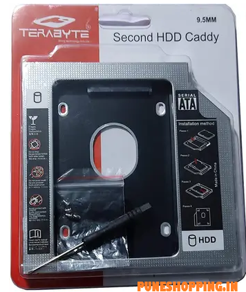 TERABYTE 2.5''Internal HDD 9.5MM SATA Second Caddy CD/DVD-ROM to Expanded Data Storage 2.5 inch 9.5MM Internal Hard Drive Enclosure/HDD CADDY  (For SATA-to-SATA / Universal 2.5" HDD/SSD, Silver)