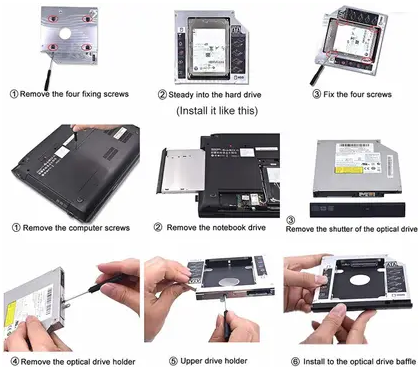 TERABYTE 2.5''Internal HDD 9.5MM SATA Second Caddy CD/DVD-ROM to Expanded Data Storage 2.5 inch 9.5MM Internal Hard Drive Enclosure/HDD CADDY  (For SATA-to-SATA / Universal 2.5" HDD/SSD, Silver)