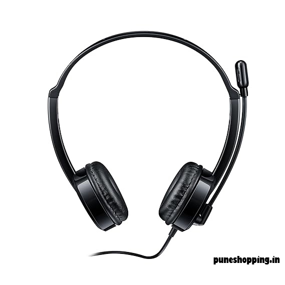 RAPOO H120 Stereo Wired Headphones On Ear Headphones with Microphone Noise-Reduction, USB, Pc/Mac/Laptop/Chrome OS - Black