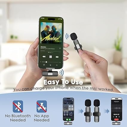 K9 Wireless Microphone K-9 Wireless Microphone for Android and iPhone, Dual Mobile Phone Microphone Set for Plug and Play, Noise Reduction, Long Range Microphone