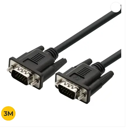LAPCARE VGA Cable 3 m LPCARE VGA CABLE  (Compatible with TV, LAPTOP, DESKTOP, projector, Black, One Cable)