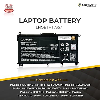Lapcare HT03XL L11119-857 L11119-855 L11421-542 Laptop Battery Compatible with Hp Pavilion 14-CE0000 Series: 14-ce1056wm 14-ce0064st 14-ce0006dx 14-ce0025tu Battery