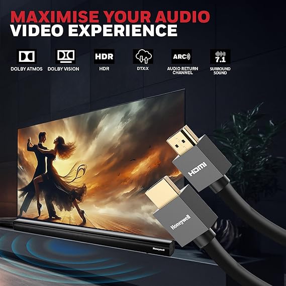 HDMI Cable v2.0 with Ethernet, 3D/4K@60Hz Ultra HD Resolution, 2 Mtr, 18 GBPS Transmission Speed, High-Speed, Compatible with all HDMI Devices Laptop Desktop TV Set-top Box Gaming Console
