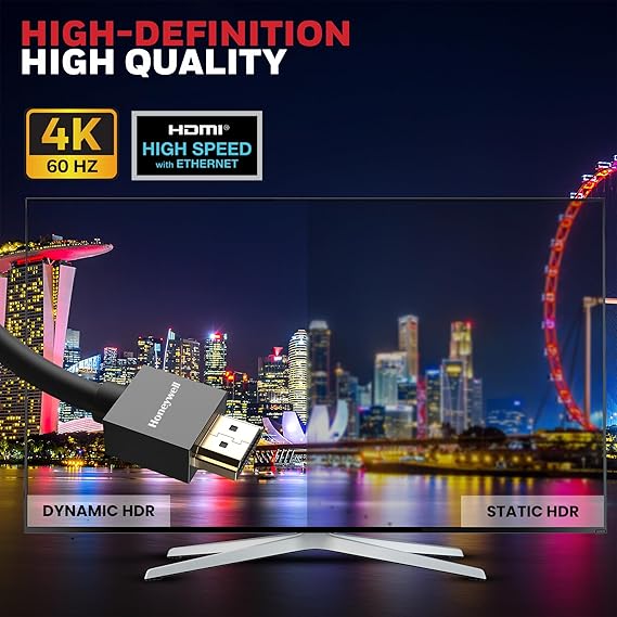 HDMI Cable v2.0 with Ethernet, 3D/4K@60Hz Ultra HD Resolution, 2 Mtr, 18 GBPS Transmission Speed, High-Speed, Compatible with all HDMI Devices Laptop Desktop TV Set-top Box Gaming Console
