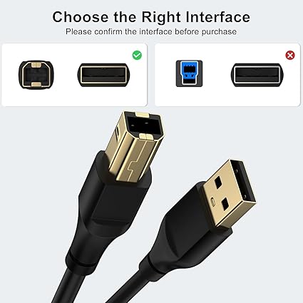 RTS High Speed USB 2.0 (1.5 Meter) Printer Cable USB Scanner Cable A Male to B Male Compatible with Printers, Scanner for Canon, Brother, Dell, HP, Samsung, Lexmark, Panasonic 2 Year Warranty