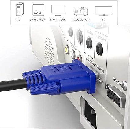 KAVTRON VGA Cable,Display Cable,Male to Male-15-pin D-sub Cable|Supports PC,SERVER,Monitor,Laptop,LCD,LED,Plasma,Projector,TFT-VGA to VGA Cable-1 M,Black