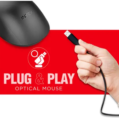 Intex USB ECO-8 Wired Ambidextrous Optical Mouse  (USB 2.0, Black)#JustHere