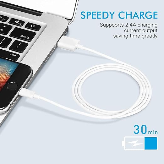 USB to Lightning 12A Fast iPhone Charging Cable Compatible for iPhone 14, 13, 12, 11, X, XS, XR, 8, 7, 6, 5, Plus Pro Max Mini iPad, Macbook, iMac, AirPods, 480Mbps Data Sync, 1.5 Meter Long