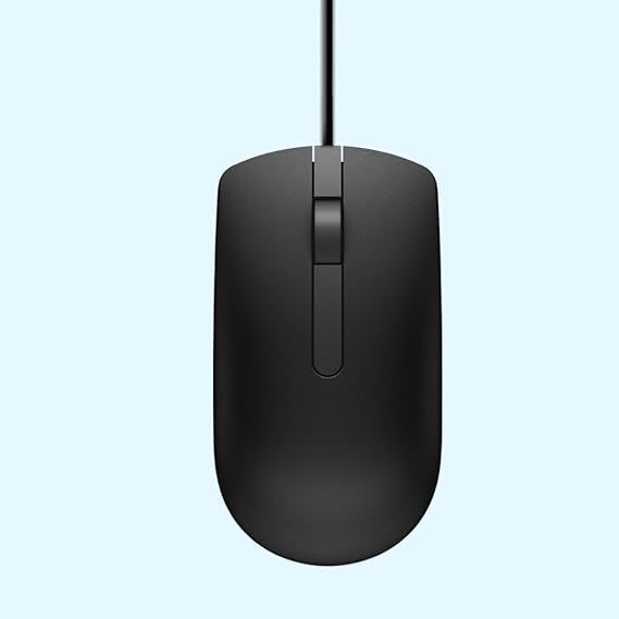 Dell MS116 Wired Optical Mouse, 1000DPI, LED Tracking, Scrolling Wheel, Plug and Play