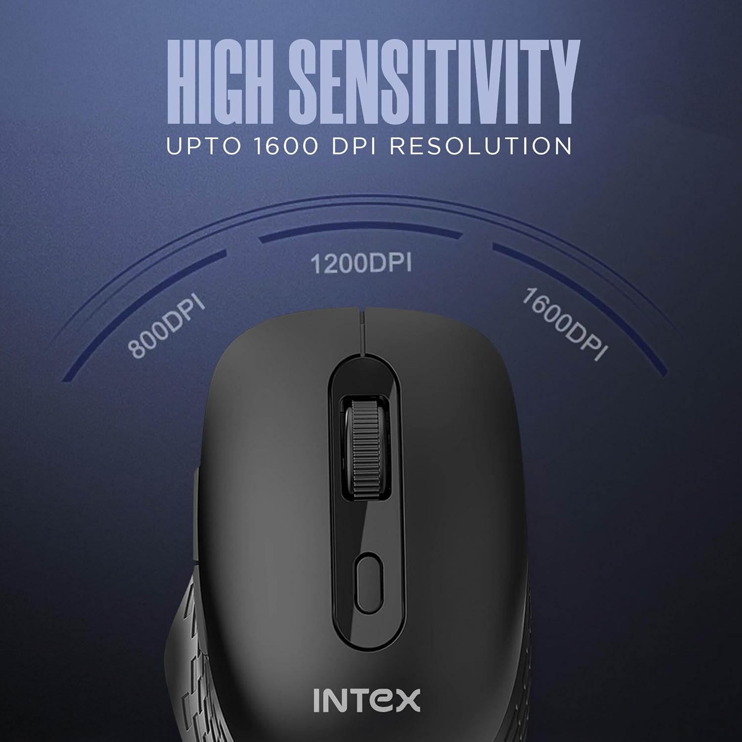 Intex Flow 2.4GHz Wireless Mouse | Upto 1600 DPI Resolustion | 6 Buttons | 10 Million Button & Smooth Scrolling | Silent Clicks & Auto Slip Mode | 10M Working Range | Nano Reciver (Black)