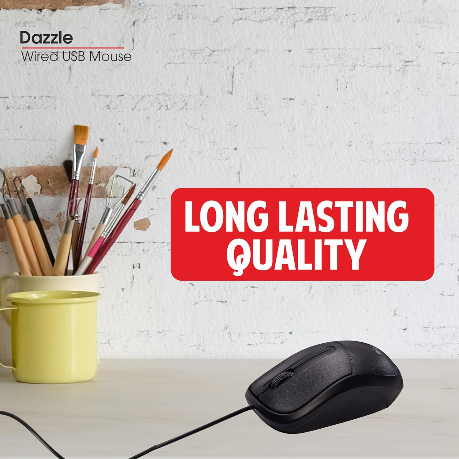 Zebion Dazzle USB Mouse with Latest Optical Technology, 800 DPI Resolution, Ergonomic Design, Smooth Low-Friction Movements and Comfy Palm Fit