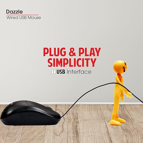 Zebion Dazzle USB Mouse with Latest Optical Technology, 800 DPI Resolution, Ergonomic Design, Smooth Low-Friction Movements and Comfy Palm Fit
