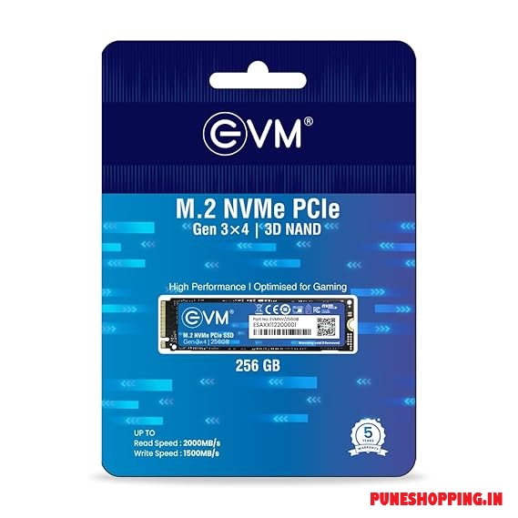 EVM M.2 NVMe Internal SSD (2280) - 3000MB/s Read - PCIe Interface Gen 3x4-4X Faster Than SATA SSD- 5 Year Warranty, (EVMNV/256GB)