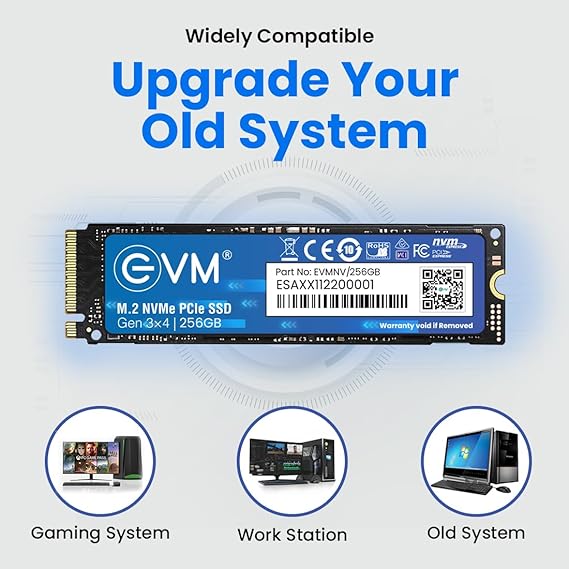 EVM M.2 NVMe Internal SSD (2280) - 3000MB/s Read - PCIe Interface Gen 3x4-4X Faster Than SATA SSD- 5 Year Warranty, (EVMNV/256GB)