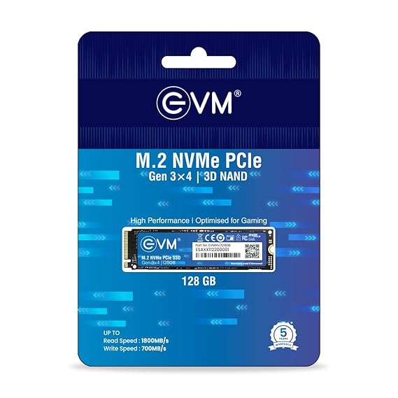 EVM M.2 NVMe Internal SSD (2280) - 1800MB/s Read - PCIe Interface Gen 3x4-4X Faster Than SATA SSD- 5 Year Warranty, (EVMNV/128GB)