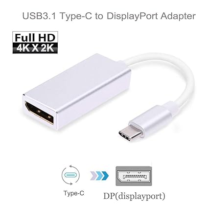 ELECTRO WOLF USB 3.1 Type-C to DisplayPort 4K HD 1080p HDTV Adapter Converter Cable Type C Male to DP Female Adapter