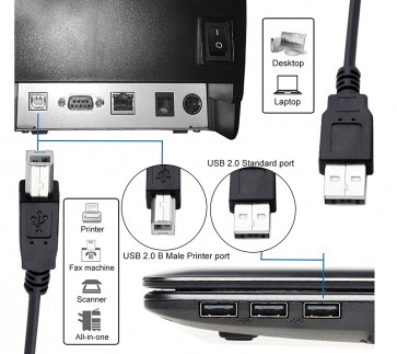  USB Printer Cable USB 2.0 Type A Male to Type B Male Cable Cord 1.5 M