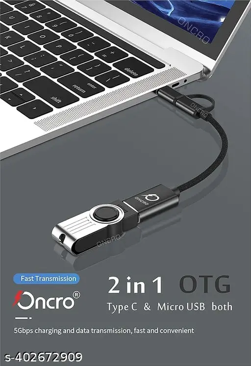 Tango 2 in 1 OTG Adapter Cable Micro USB + USB C to USB 2.0 Female Connector Cable, 0.6ft Short OTG Cable, Compatible Transmission & Charging