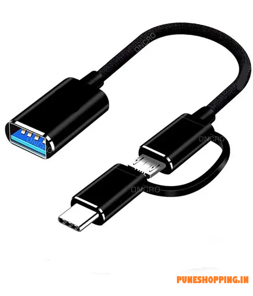 Tango 2 in 1 OTG Adapter Cable Micro USB + USB C to USB 2.0 Female Connector Cable, 0.6ft Short OTG Cable, Compatible Transmission & Charging