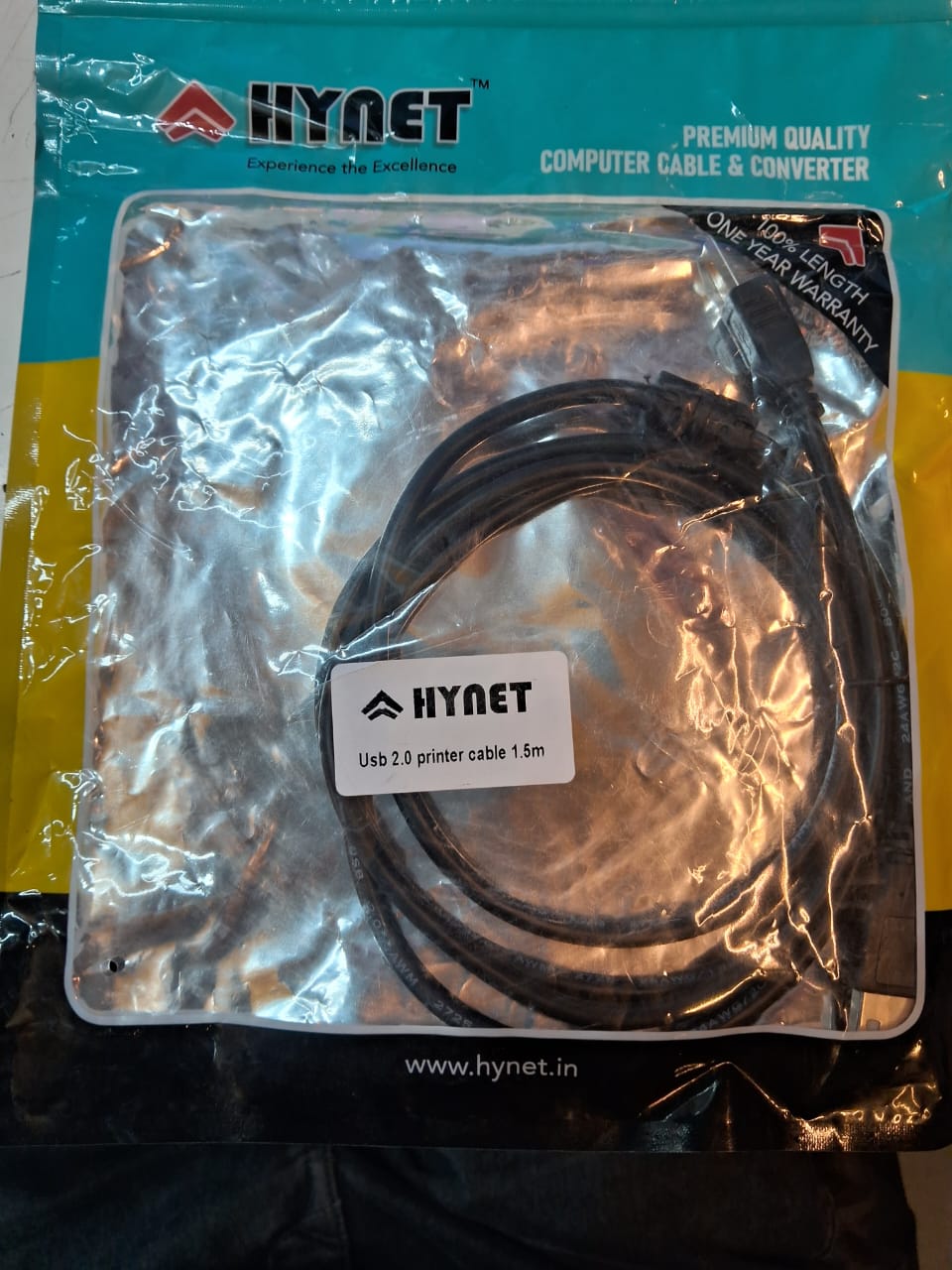  HYNET USB 2.0 High Speed Printer Scanner Cable A Male to B Male for HP, Canon, etc (1.5 Meter)(Black)