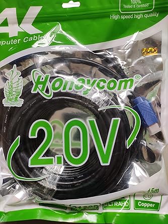 Honeycom HDMI 2.0V Cable 1.5M for Projectors, Supports Upto 4K UHD, True HD and TV Set top Box.