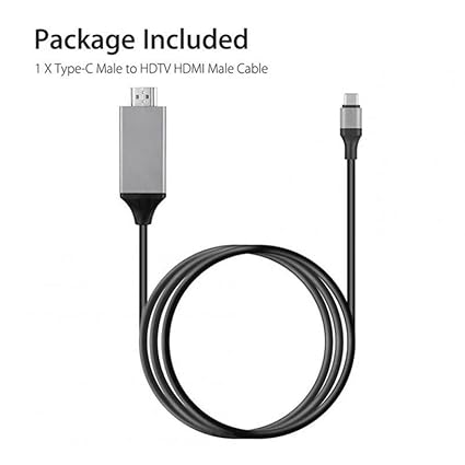 RuhZa VoocMe USB C to HDMI Cable Type C to HDMI Converter 4K 30Hz UHD External Video Graphics Extend Cable/Adapter(200cm)
