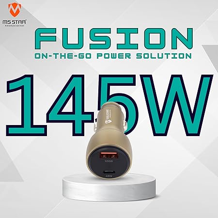 MS STAR 145W Fusion Dual Port Car Charger | USB Type-c | Universal Compatibility for Every Smartphone Tablet Camera Speaker Power Bank