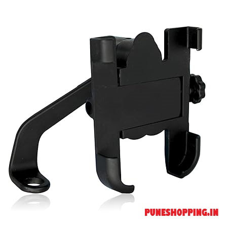  Metal CNC Bike Mount Holder Navigation 360 Degree Rotation Mirror Cradle for All Smartphones Bicycle, Motorcycle, Scooty (Black)