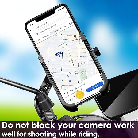  Metal CNC Bike Mount Holder Navigation 360 Degree Rotation Mirror Cradle for All Smartphones Bicycle, Motorcycle, Scooty (Black)