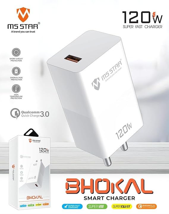 MS STAR Bhokal 120W Mobile Charger USB to Type C Super Fast Charger | Mobile Accessories